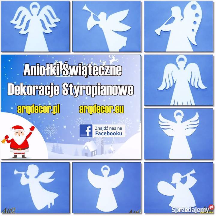Aniołki Styropianowe Boże Narodzenie Dekoracje biały Dębna