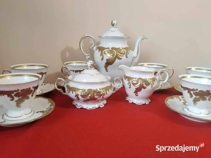 Serwis porcelanowy złoty Fryderyka Wawel PRL