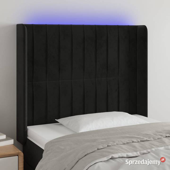 Zagłówek do łóżka z LED czarny 103x16x118128