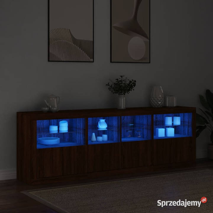 Szafka z oświetleniem LED brązowy dąb 202x37x67 Warszawa