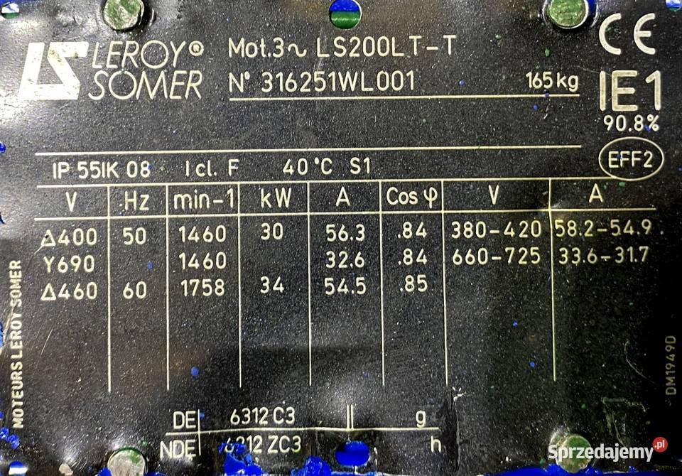 silnik elektryczny 30kW 1460obr 3fazowy Pigża