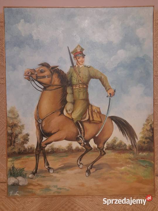 Polski Ułan na koniu 1939 r Obraz 54x43 Hieronim sprzedam