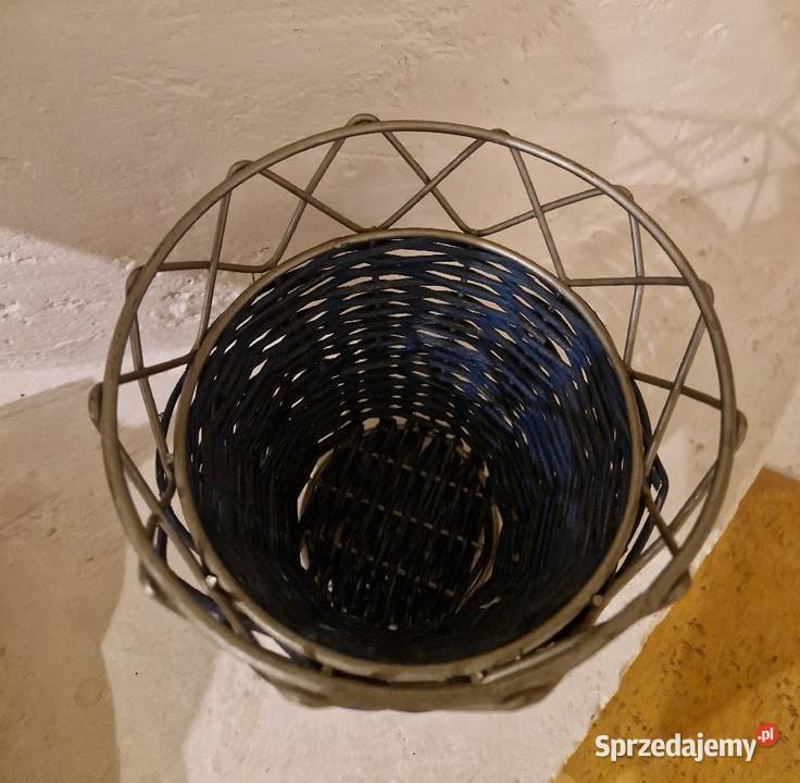 KOSZYK ze szklanym dzbankiem na oliwę niebieski Lublin