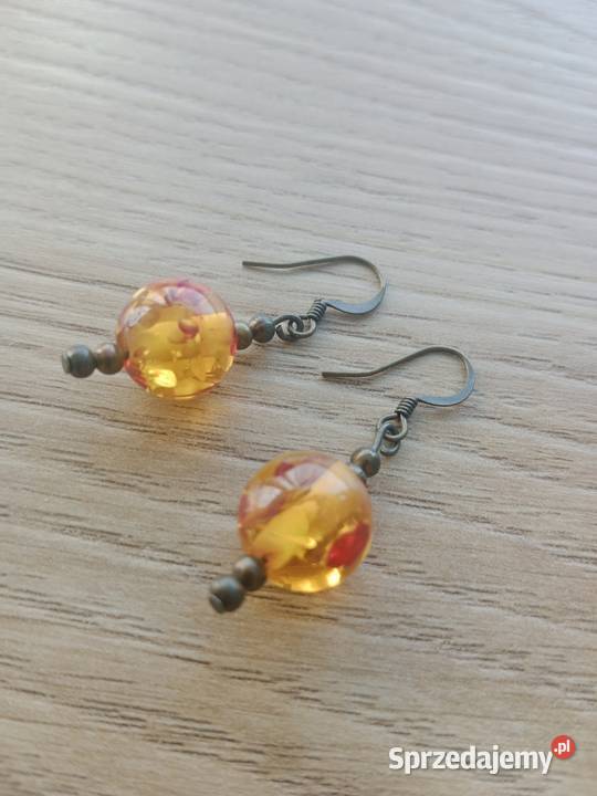 Kolczyki kulka bursztynowy kolor Poznań