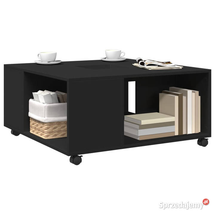 Stolik kawowy czarny 80x80x40 materiał