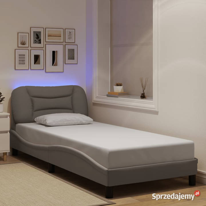 Rama łóżka z oświetleniem LED taupe tkanina 74cm Warszawa