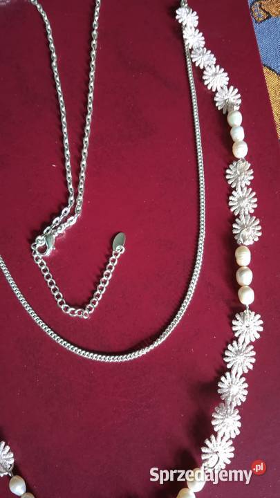 SREBRZONY NASZYJNIK Z PERŁAMI HODOWLANYMI Piła