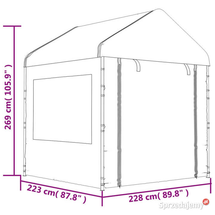 Namiot ogrodowy z dachem biały 1338x228x269 m Warszawa