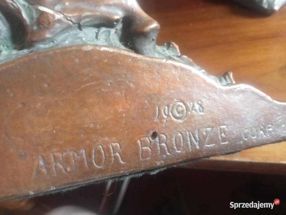 Statuetka rzeźba brąz Jeździec na koniu para Grójec
