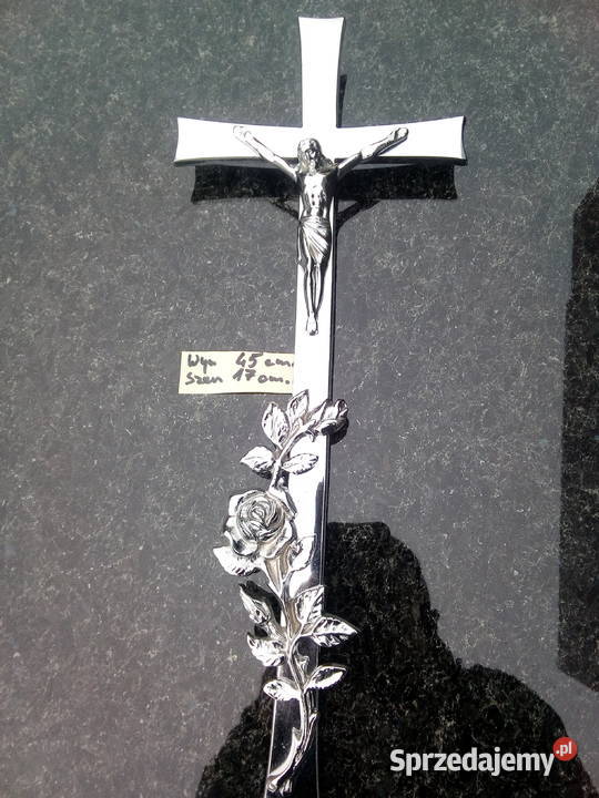 Krzyż mosiądz chromowany z wizerunkiem na Strzegowo sprzedam