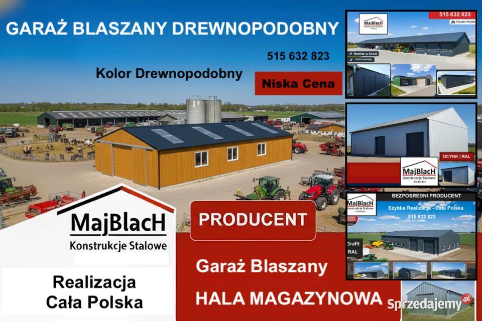 PÓŁOTWARTY Duży GRAFITOWY Garaż Blaszany HALA Jaworzno