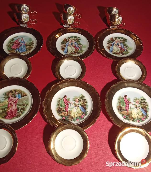 Piękne że złotem 6 sztuk trio z scenkami Prusim