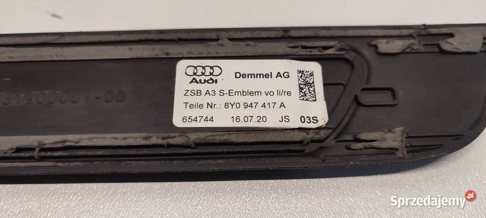 AUDI A3 8Y LISTWA PROGOWA LEWA 8Y0947417A KTL Części samochodowe