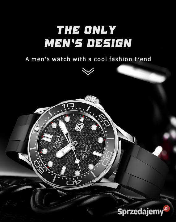 Zegarek męski sportowy Lige styl nurka Seamaster na rękę Zegarki Zegarki Gorzów Wielkopolski