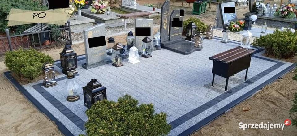 Układanie kostki brukowej wokół Nagrobków Budowa Marcinowice