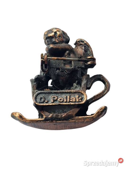 VINTAGE AUTORSKA BROSZKA DPOLLAK SECESYJNY ANIOŁ Częstochowa