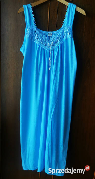 Koszula nocna bawełniana niebieska na