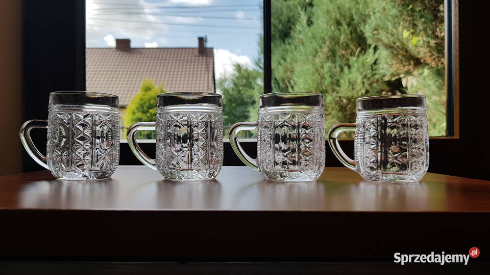 Stare szklane kufelki 4 x kufelek śląskie Dąbrowa Górnicza