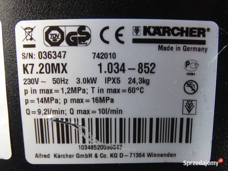 Myjka Ciśnieniowa Karcher k 720 MX mosiężna mazowieckie Radom sprzedam