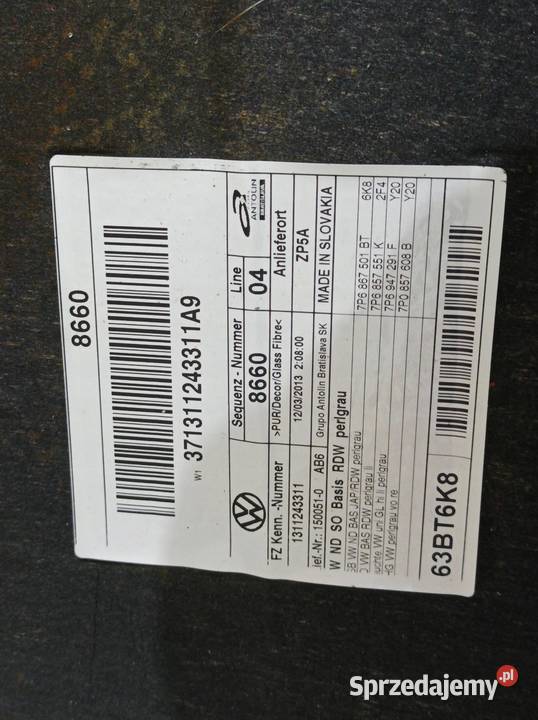 PODSUFITKA PODBITKA SUFIT 7P Volkswagen Touareg Rok produkcji 2013