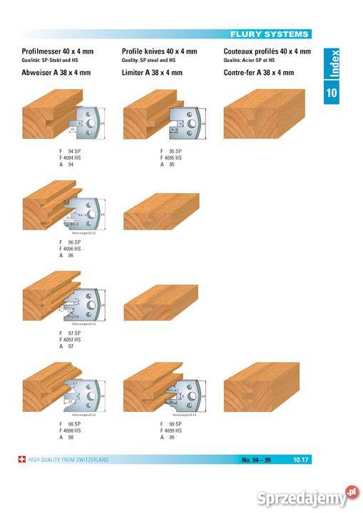Noże profilowe 40x4mm do głowicy uniwersalnej Warszawa