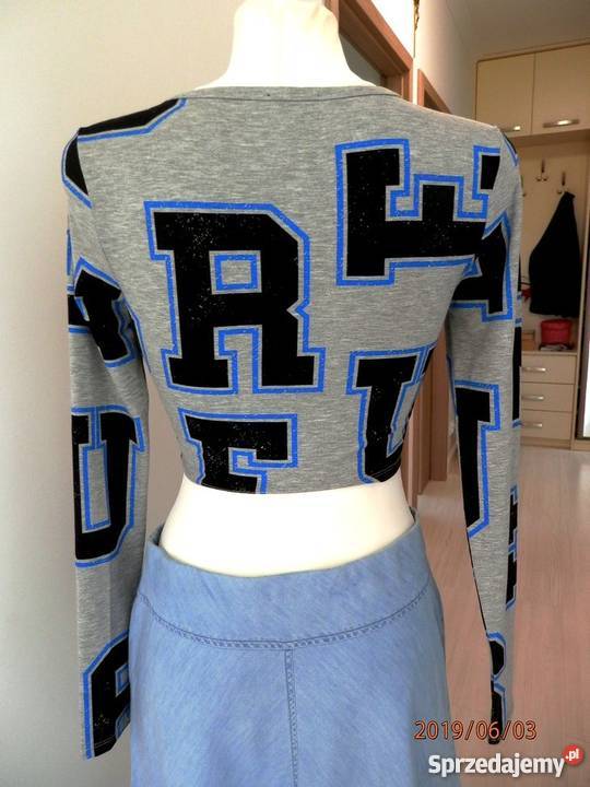 Bluzka Crop Top Modny Nadruk do Spodni z Wysokim Rozmiar 36(S) Bluzki i koszule Łomża