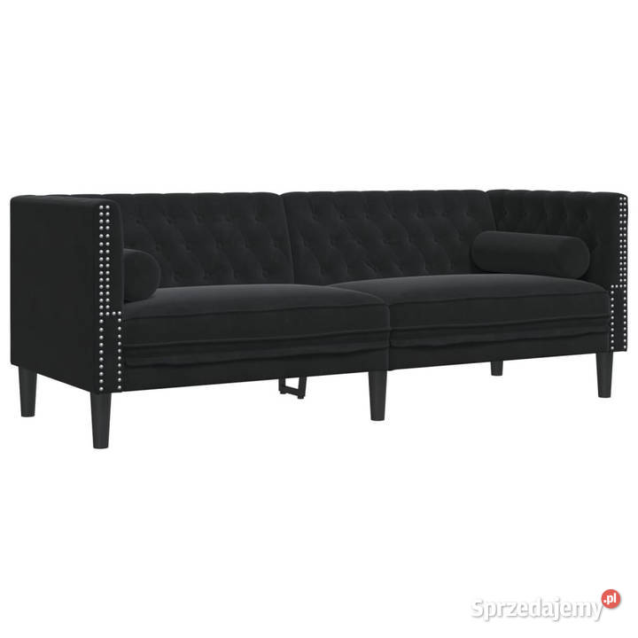 2cz wypoczynek Chesterfield z wałkami czarny Warszawa sprzedam