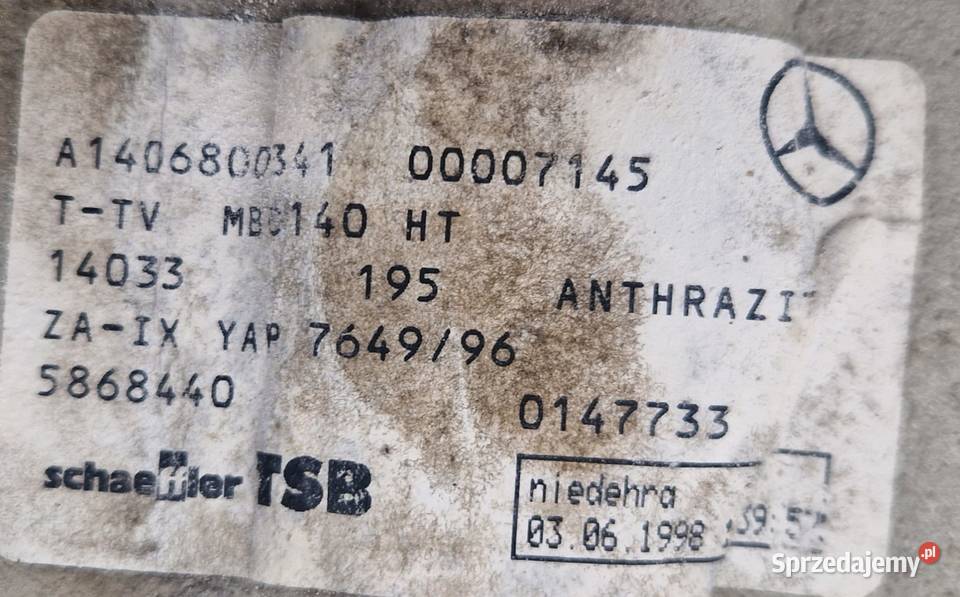 MERCEDES W140 C140 CL COUPE wykładzina osobowe