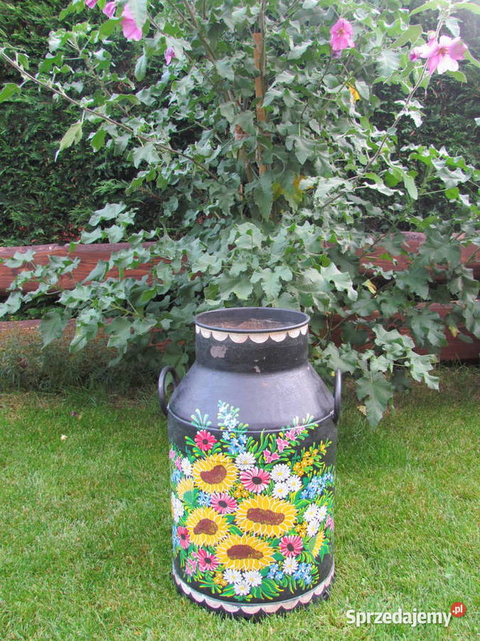 stara duża bańka na mleko do domu i ogrodu wielokolorowy Stepnica