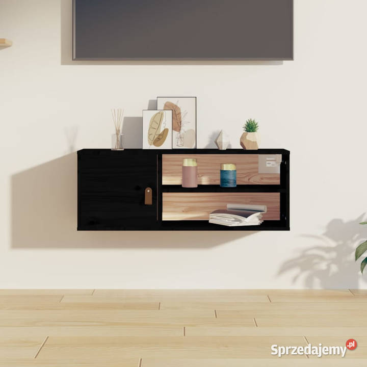Szafka ścienna czarna 80x30x30 lite drewno mazowieckie Warszawa