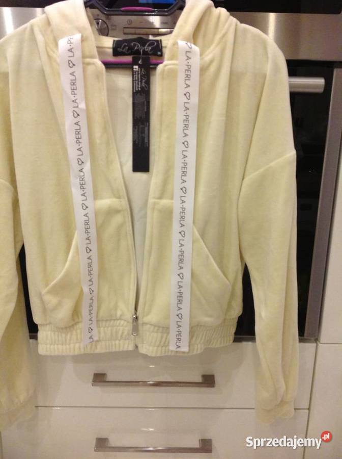 Dres Damski Welurowy z Szortami LA PERLA 36 Nowy żółty/złoty Nowa Sól