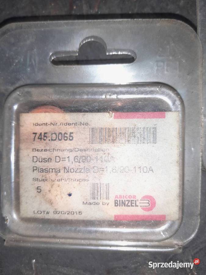 ELEKTRODY ELEKRODA DYSZE PLAZMA ABICOR BINZEL Wilcza Wola