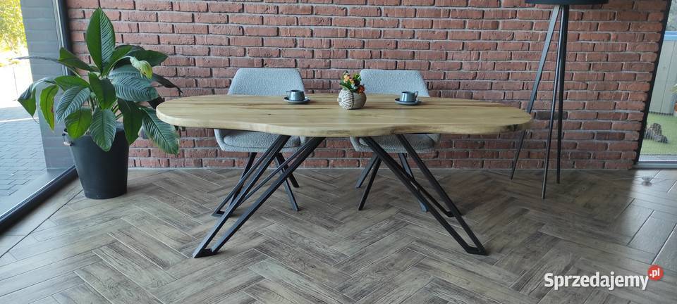 stół lity dębowy unikatowy kształt 200x100 76cm Stoły Zimnowoda
