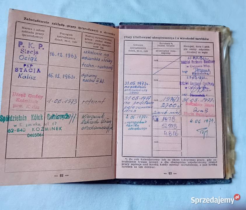 Legitymacja ubezpieczeniowa pracownika PKP 1964 sprzedam
