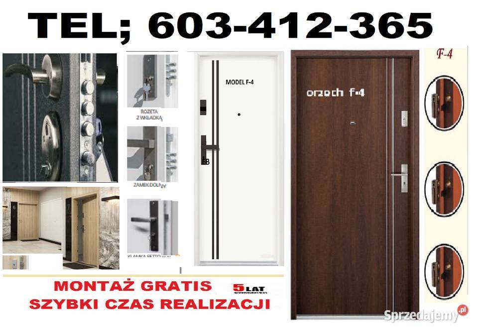 Drzwi z montażem zewnętrzne wejściowe RĘKI Kraków
