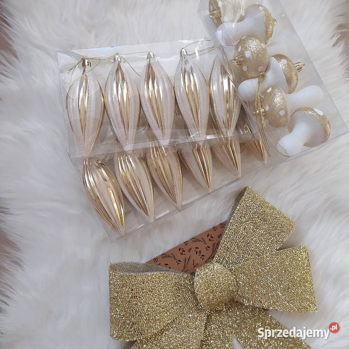 Zestaw ozdób choinkowych bombki złote białe biały Koszalin