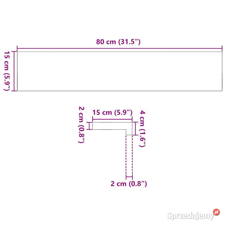 Parapety 2 surowe 80x15x2 lite drewno dębowe