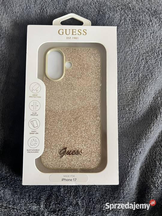 GUESS Etui na iPhone 17 Złote Glitter Nowe lubuskie Kostrzyn nad Odrą