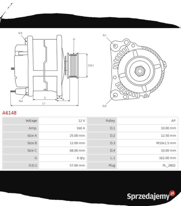 Alternator DENSO 56029914AA 160A Jeep WK XK KJ Piaski