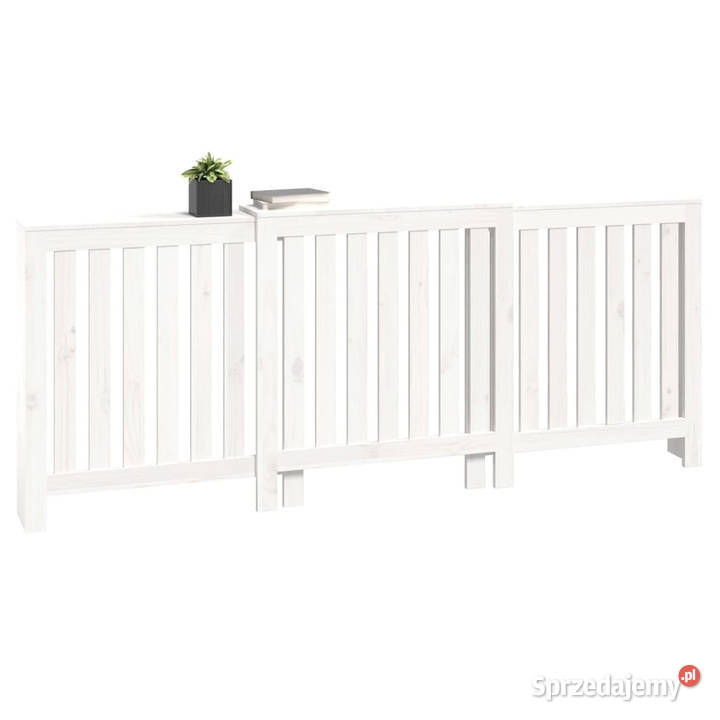 Osłona grzejnika biała 210x21x85 lite drewno