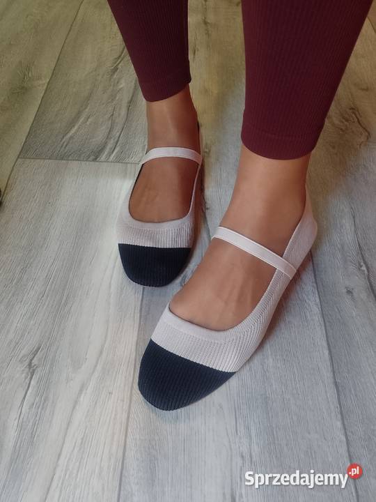 41 Dzianinowe beżowo czarne baleriny wieczorowe inna Balerinki Kraków