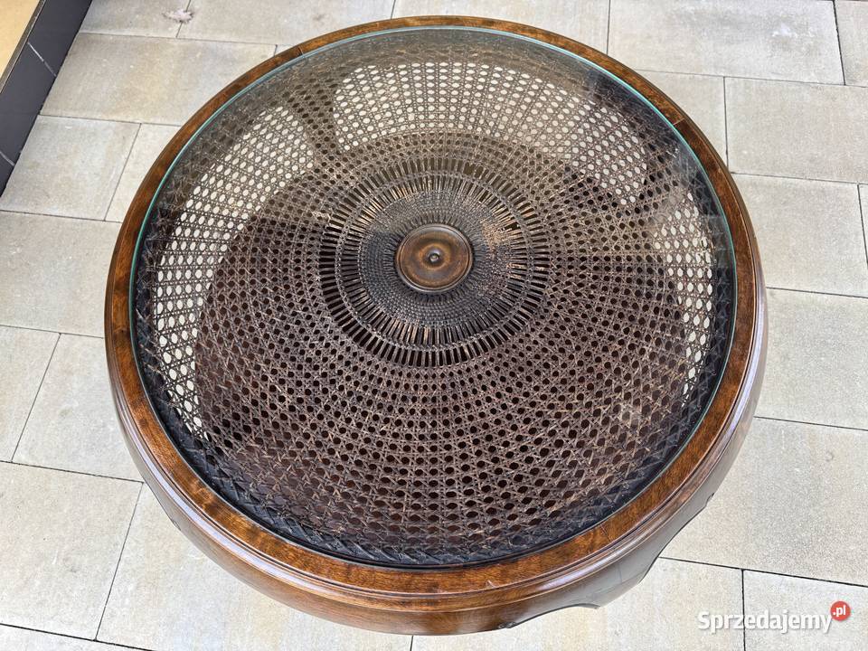 Stolik Ludwik z rafią stylowy kawowy Stoliki kawowe i ławy mazowieckie Sulbiny