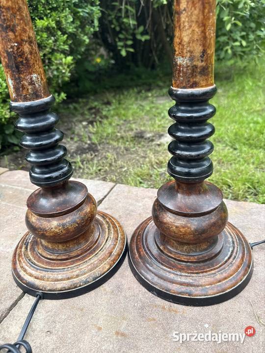 Dwie mosiężne designerskie podstawy do lamp made Długopole Dolne