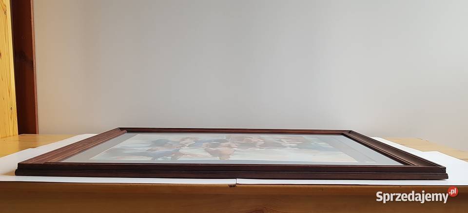 Obraz szkłem pastel Damy sygnowany Franciszek Dąbrowa Górnicza sprzedam