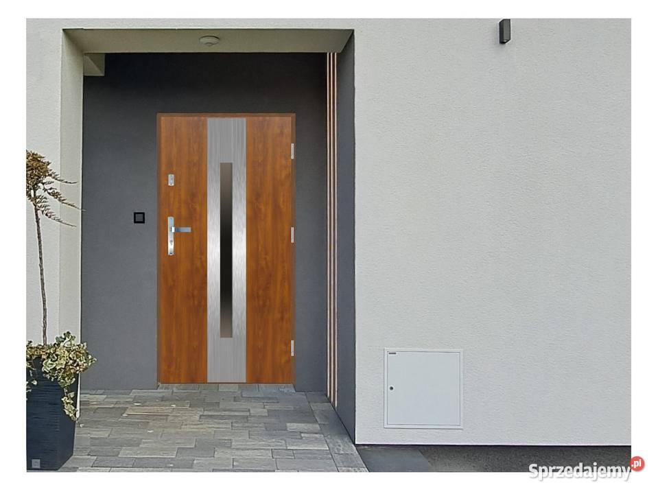 Drzwi wejściowe do domu GI32 INOX Złoty Dąb 90 Ciemniewo
