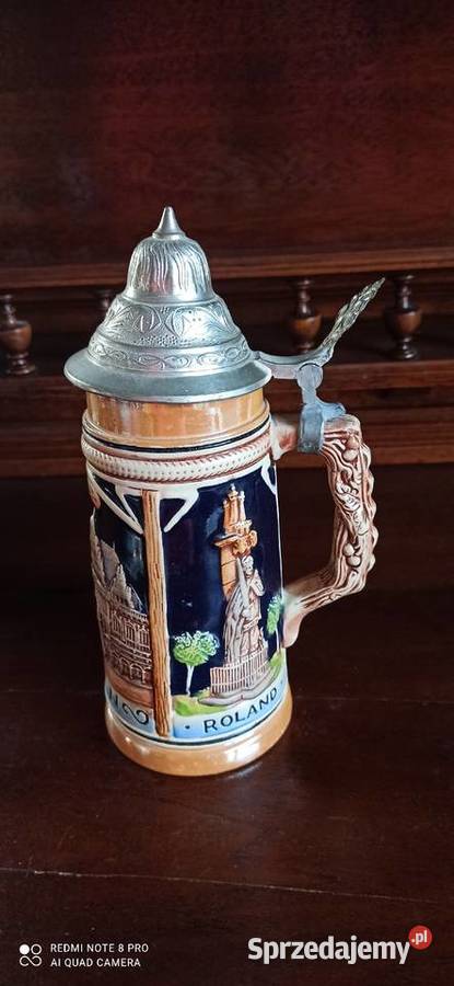 Kufel do piwa z cynową pokrywką Rathaus Bremen pomorskie Gdańsk sprzedam