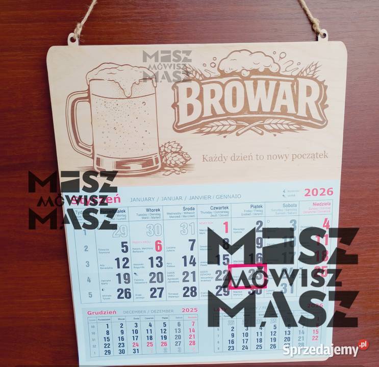 Kalendarz drewniany walentynki imieniny dowolny Rękodzieło