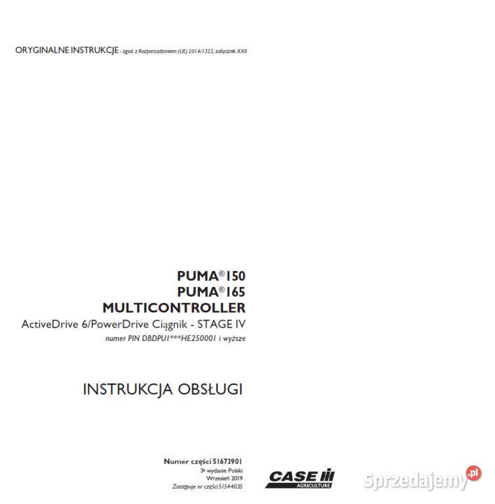 CASE PUMA 150 165 multicontroller instrukcja pomorskie Gdańsk sprzedam
