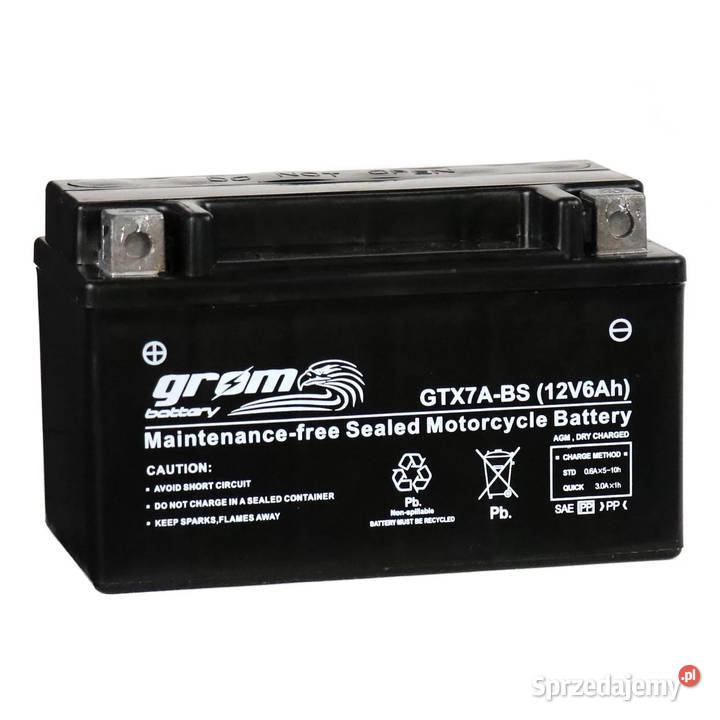 Akumulator motocyklowy GROM GTX7ABS YTX7ABS 12V Gdańsk