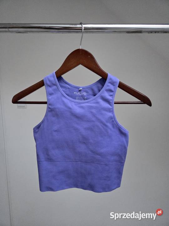 Fioletowy sportowy top bez rękawów w prążki Move Liszki